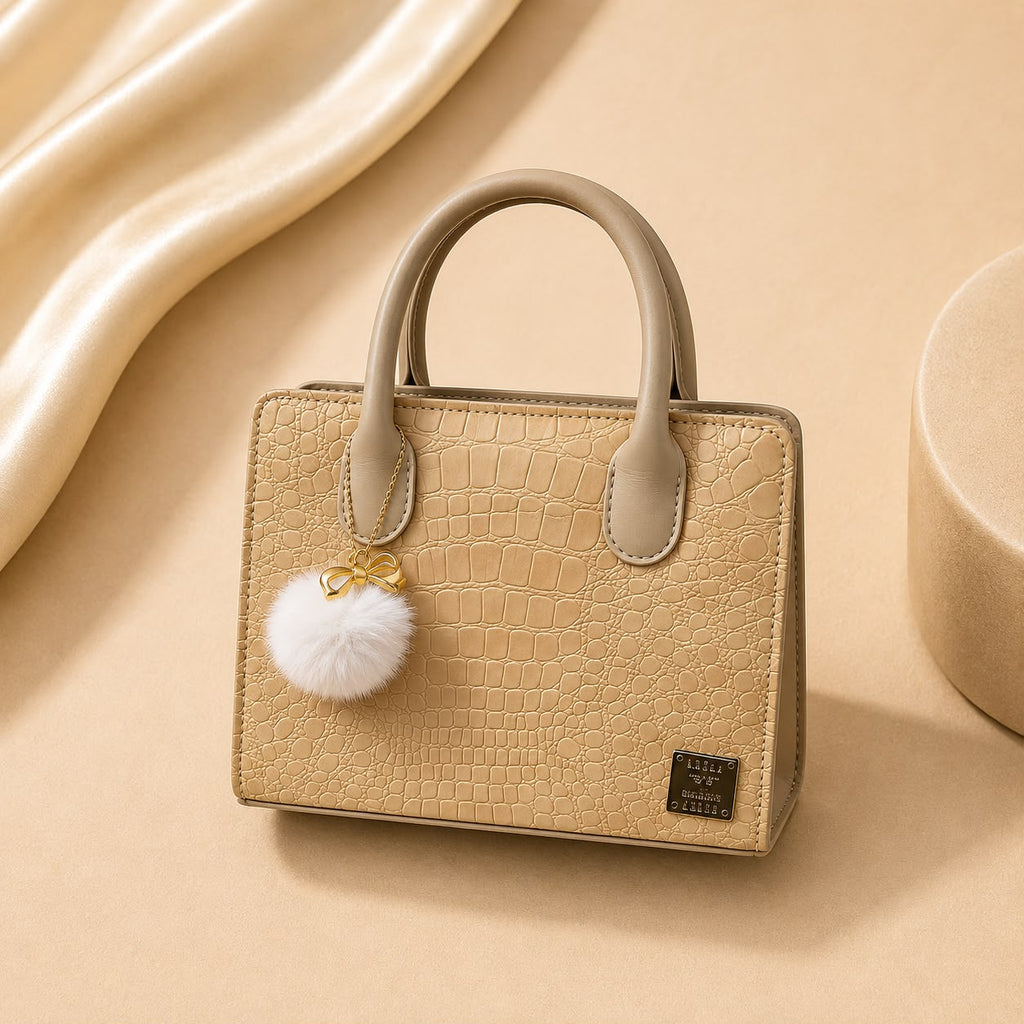 WuZetian Premium Beige Croc-Texture Handbag – Elegant & Everyday Stylish