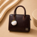 WuZetian Premium Golden Brown Croc-Texture Handbag – Elegant & Everyday Stylish