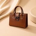 WuZetian Premium Brown Croc-Texture Handbag – Elegant & Everyday Stylish