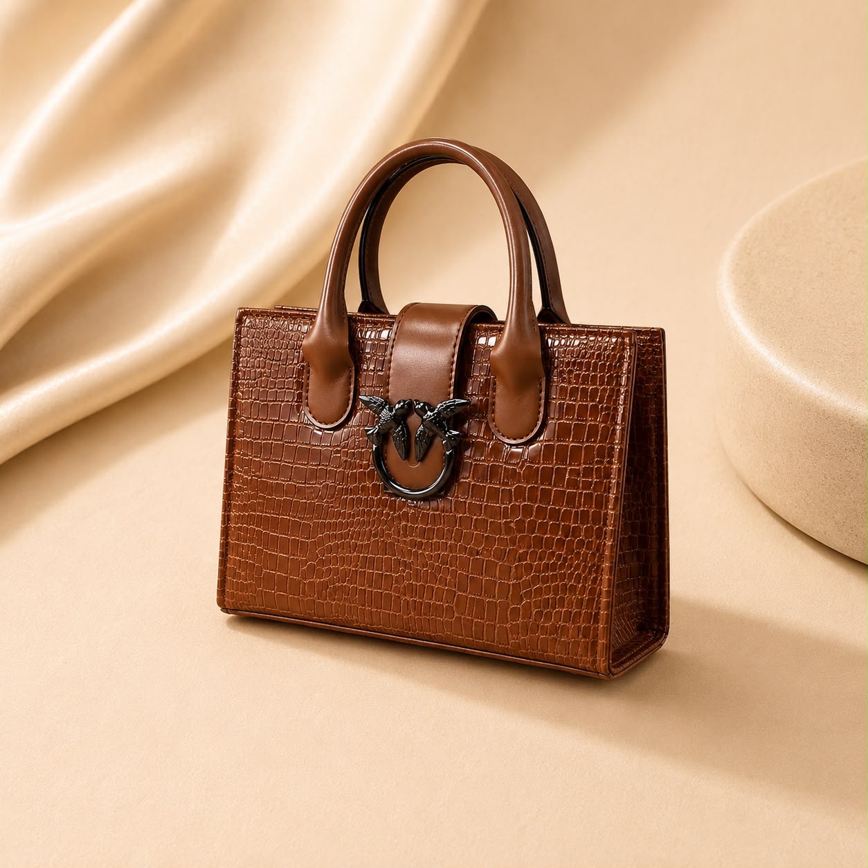 WuZetian Premium Brown Croc-Texture Handbag – Elegant & Everyday Stylish