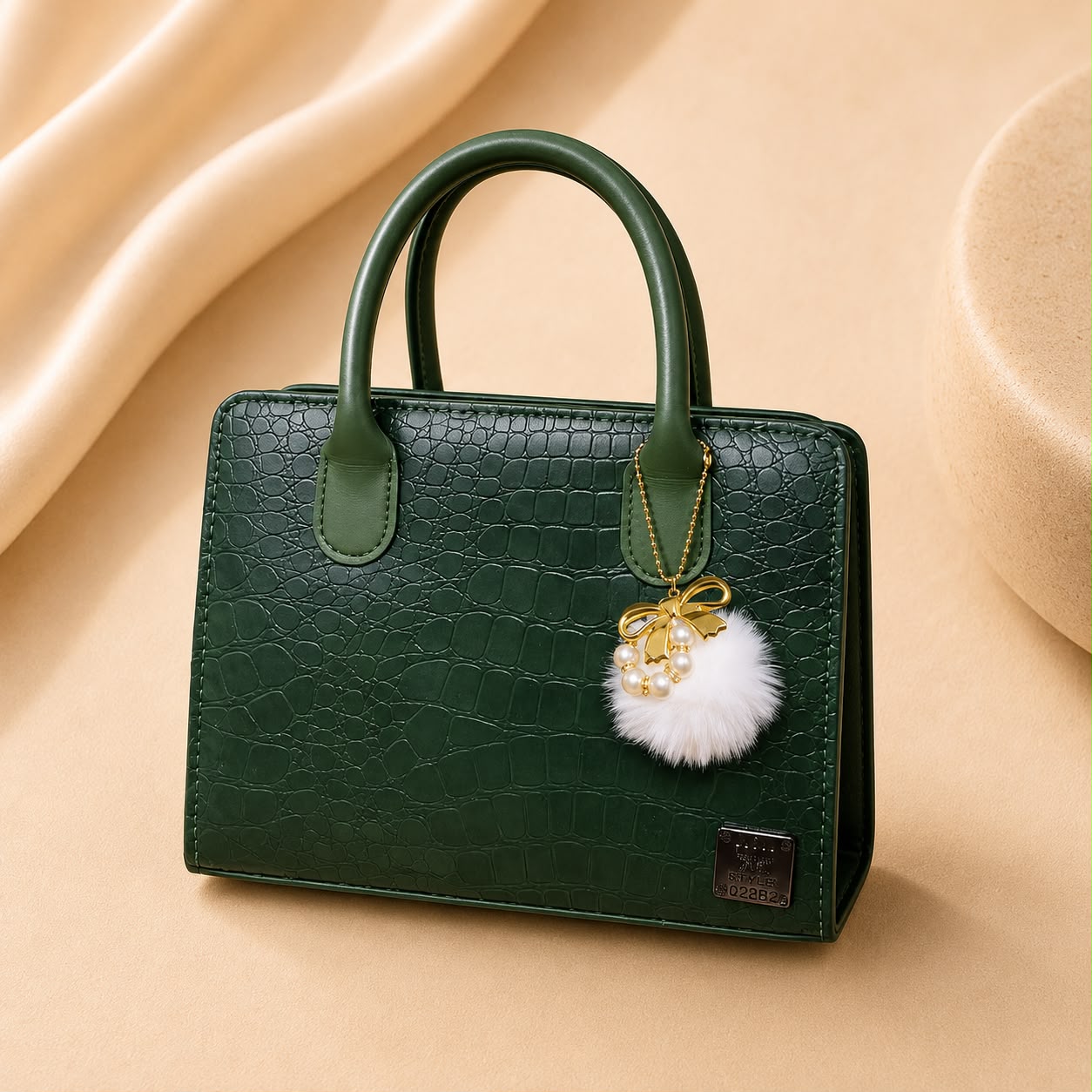 WuZetian Premium Green Croc-Texture Handbag – Elegant & Everyday Stylish