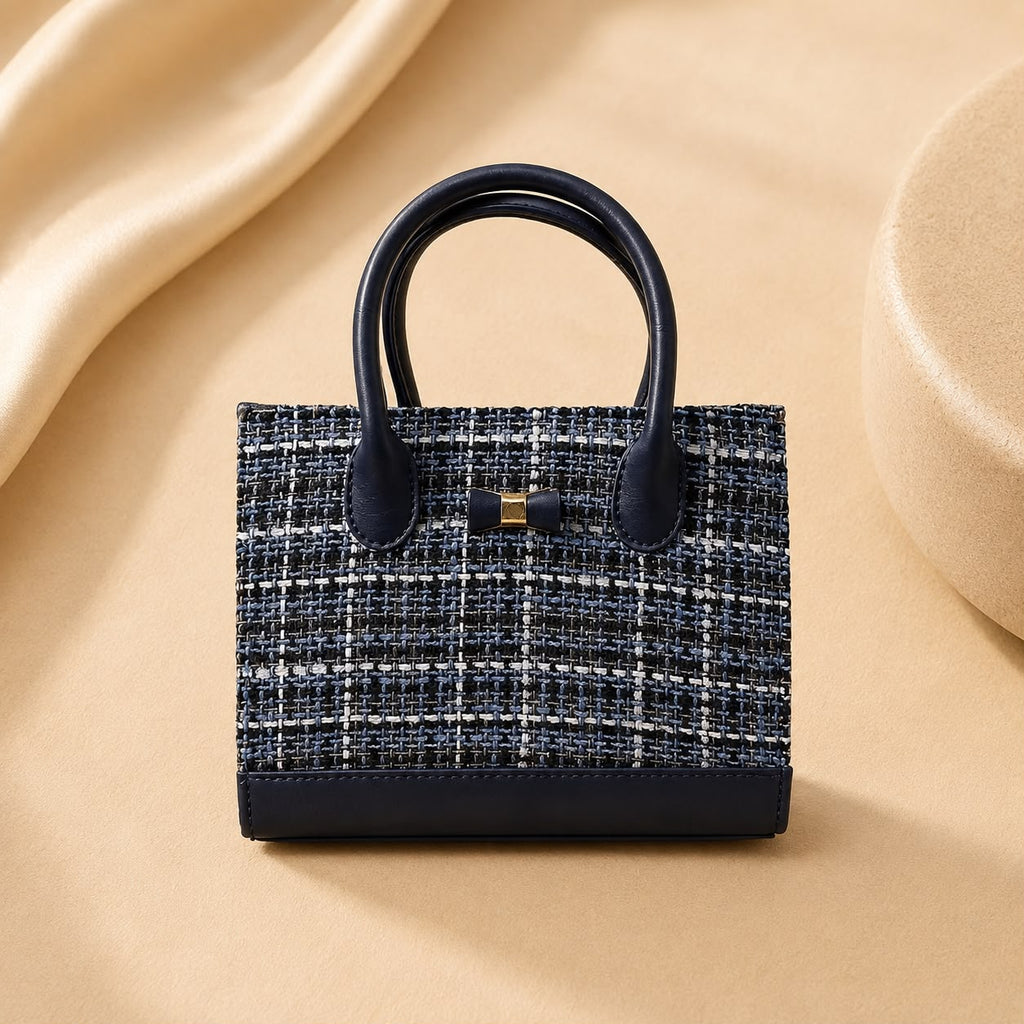 WuZetian Premium Navy Blue Black White Multi Color Croc-Texture Handbag – Elegant & Everyday Stylish