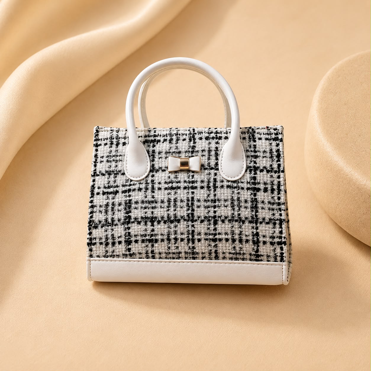 WuZetian Premium Black Off White Multi Color Croc-Texture Handbag – Elegant & Everyday Stylish