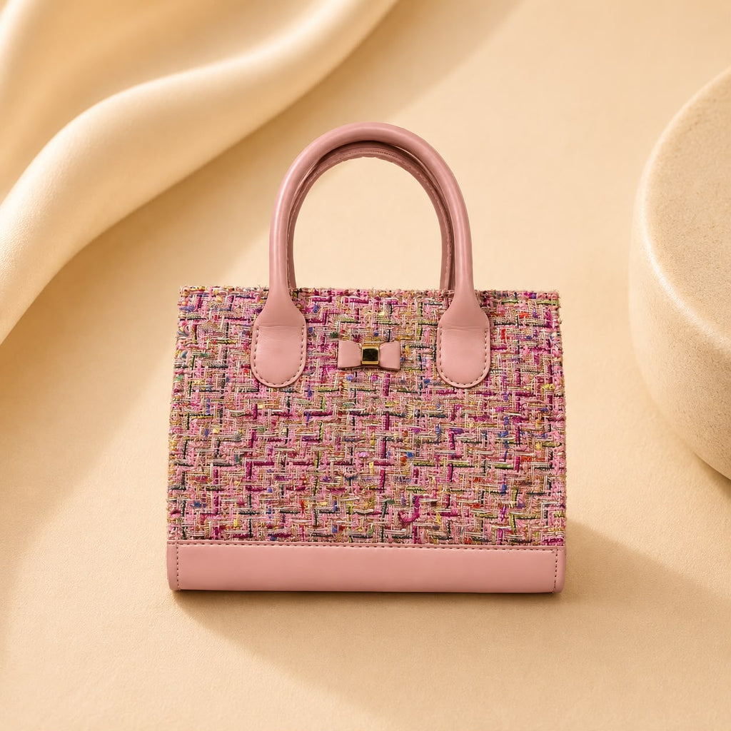 WuZetian Premium Light Pink Beige Multi Color Croc-Texture Handbag – Elegant & Everyday Stylish