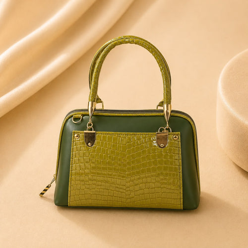 WuZetian Elegant Olive Green Structured Handbag for Women | Top Handle & Shoulder Bag