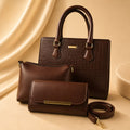 WuZetian Luxury Brown Handbag Set for Women | 3-Piece Premium Tote
