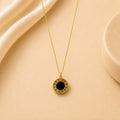 WuZetian Gold Black Ring Necklace | Elegant Toggle Chain with Pearl Accent
