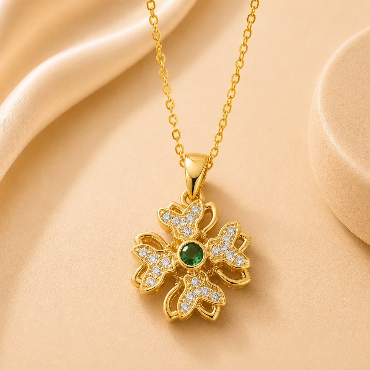 Wuzetian Gold-Plated Floral Pendant Necklace | Elegant Artificial Jewelry for Women