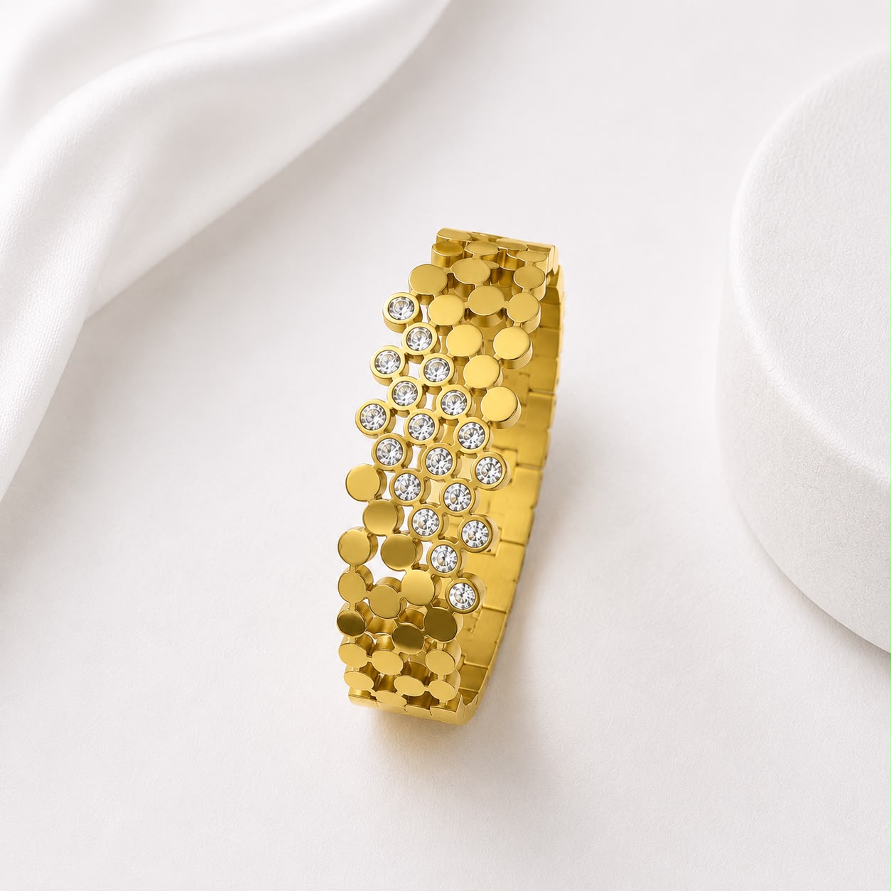 WuZetain Luxury Gold Plated Crystal Bracelet for Women | Stainless Steel Designer Bangle