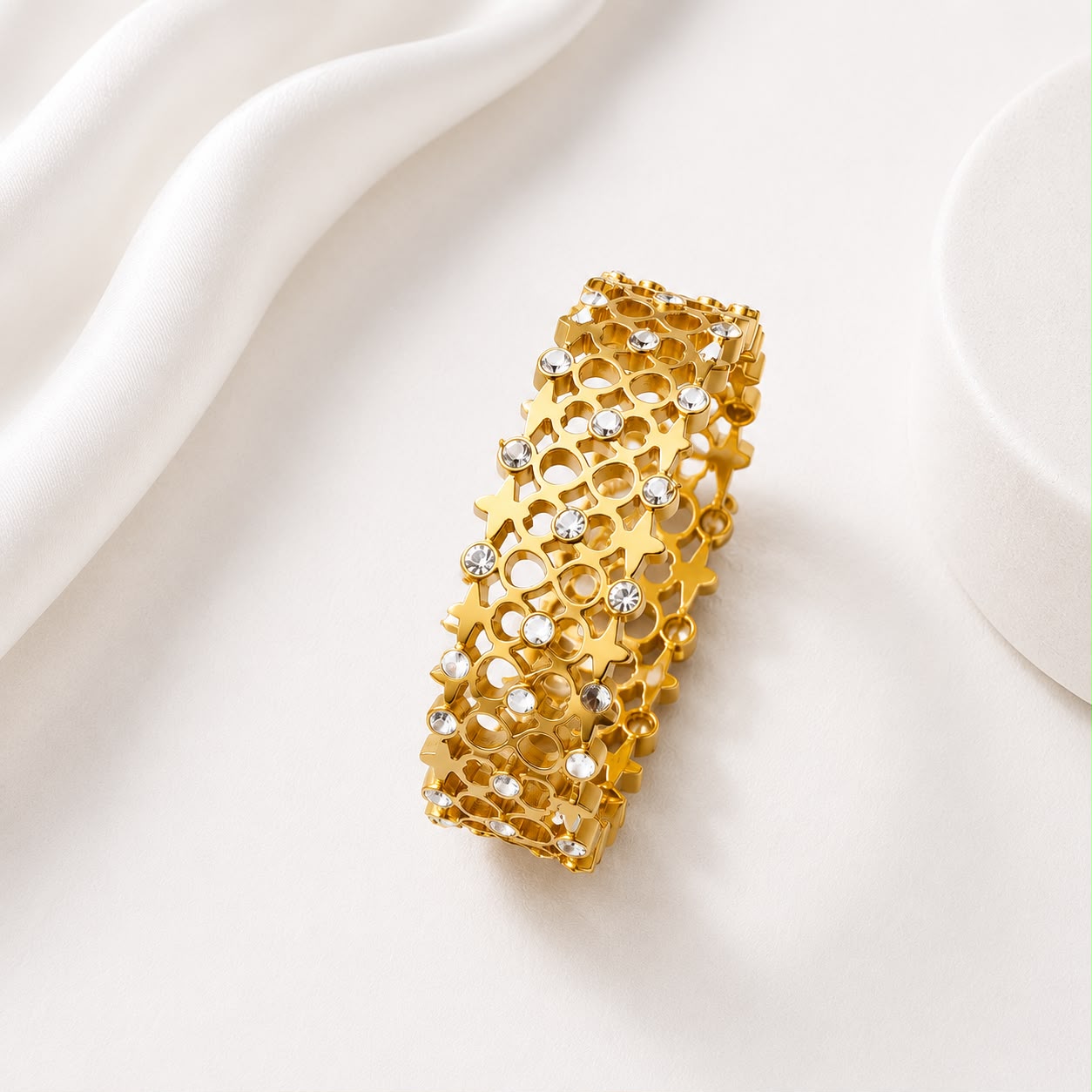 WuZetain Luxury Gold Plated Crystal Bracelet for Women | Stainless Steel Designer Bangle