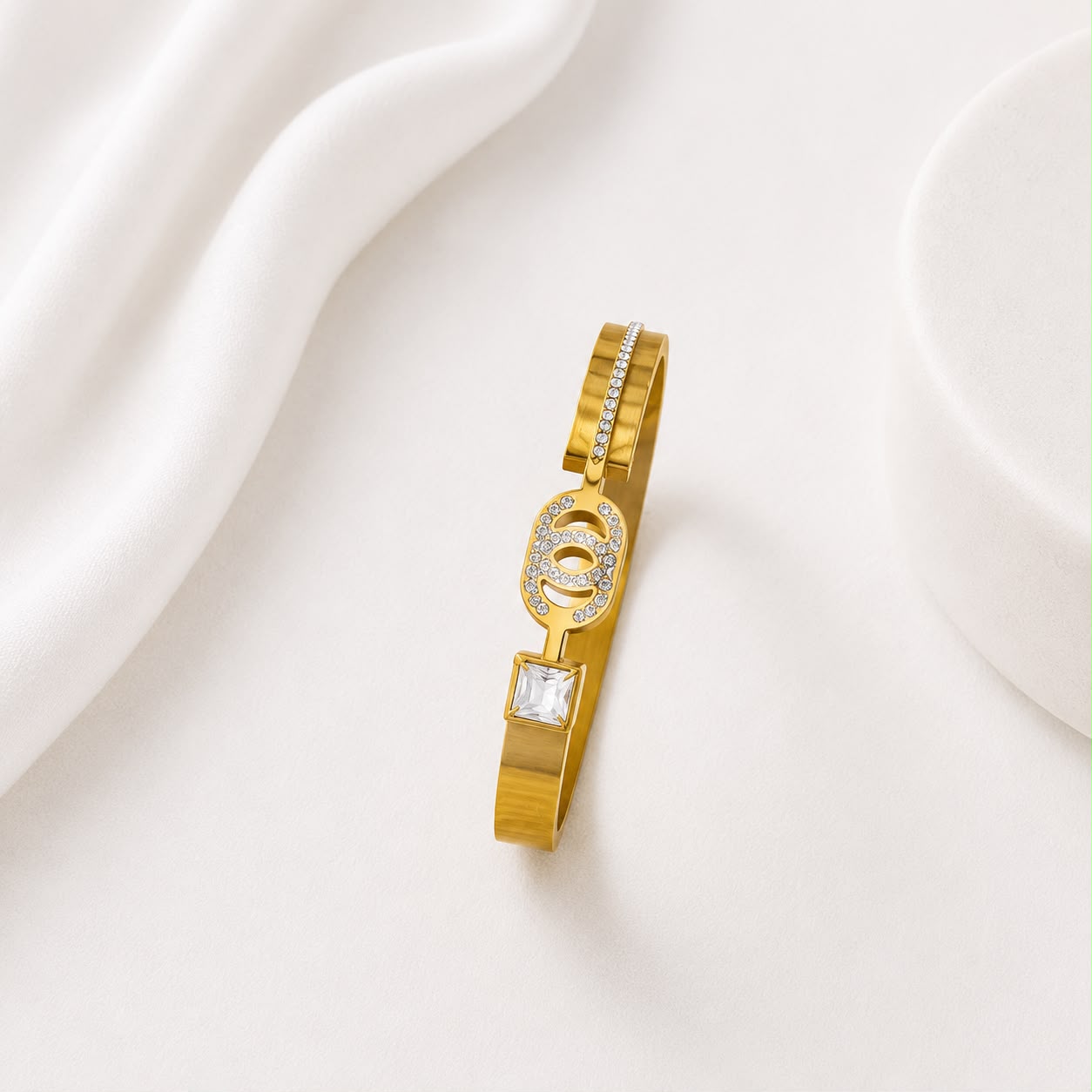 WuZetain Luxury Gold Plated Crystal Bracelet for Women | Stainless Steel Designer Bangle