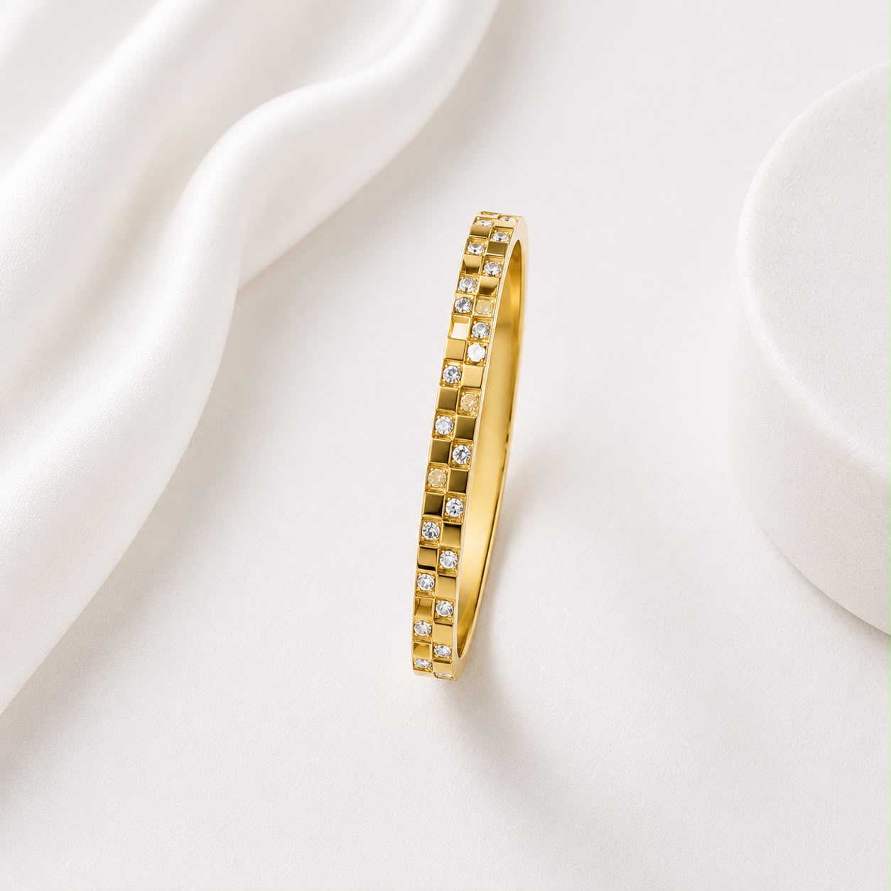 WuZetain Luxury Gold Plated Crystal Bracelet for Women | Stainless Steel Designer Bangle