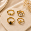 WuZetian Luxury Gold Patterned Band Rings for Women | Elegant Statement Everyday Rings
