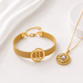 WuZetian's Luxury Gold Stainless Steel Bracelet & Pendant