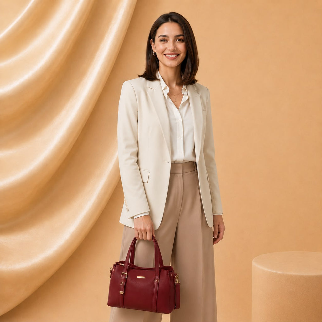 WuZetian Luxury Classic Rose Gold Quilted Handbag for Women | Bamboo Handle Tote