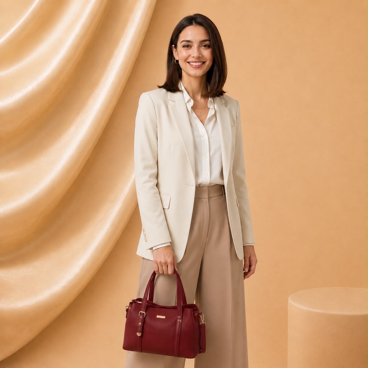 WuZetian Luxury Classic Rose Gold Quilted Handbag for Women | Bamboo Handle Tote