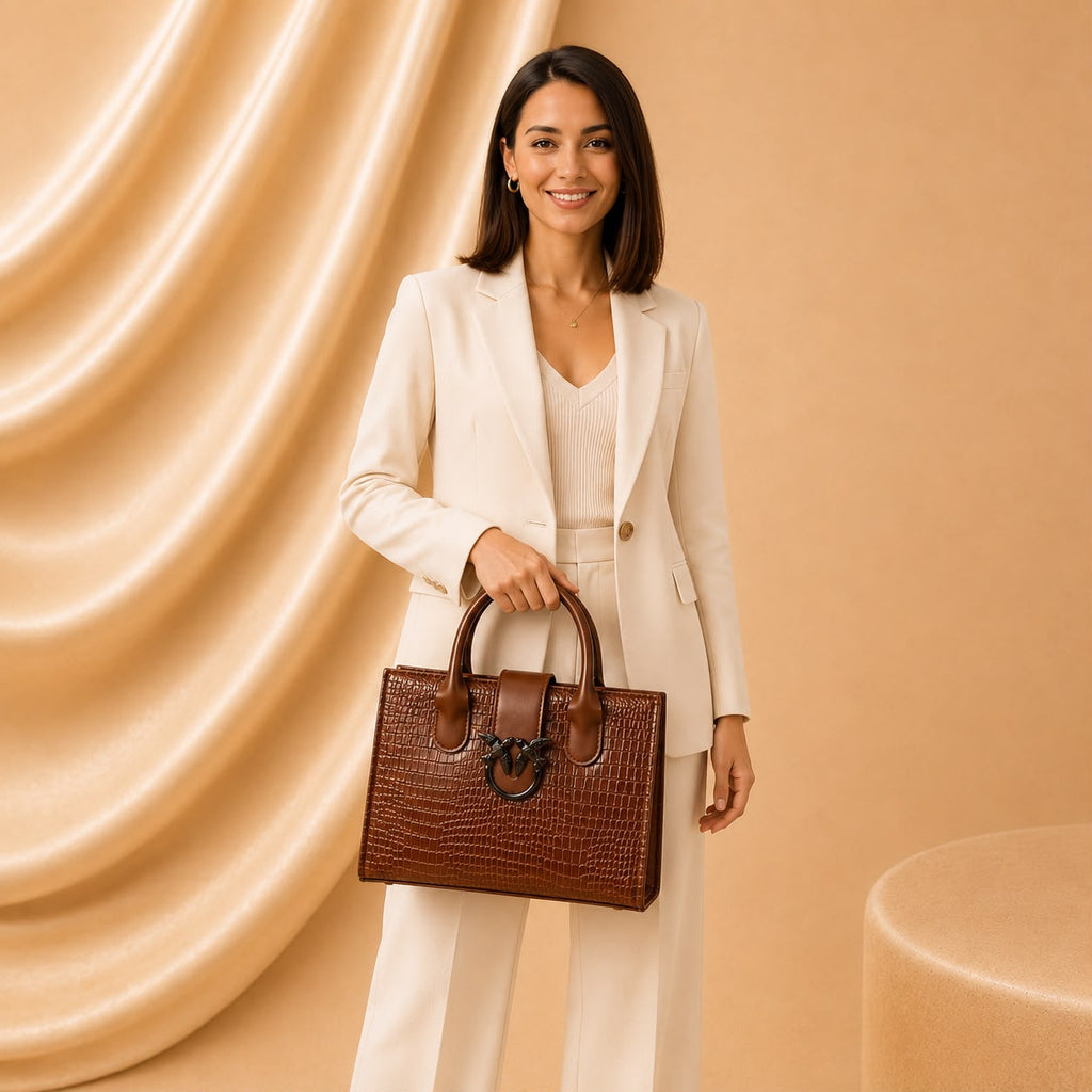 WuZetian Luxury Brown Handbag Set for Women | 3-Piece Premium Tote
