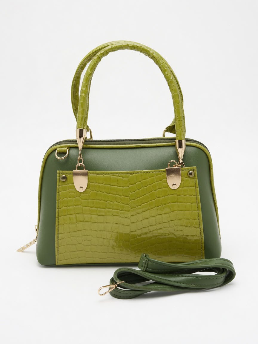 WuZetian Elegant Olive Green Structured Handbag for Women | Top Handle & Shoulder Bag