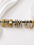 WuZetian Luxury Gold Plated 11-Piece Bracelet Set for Women | Stainless Steel Crystal Bangles
