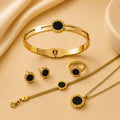 WuZetian Luxury Gold Plated 5-Piece Jewelry Set for Women | Necklace, Bracelet & Ring Set