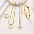 WuZetian Luxury Gold Plated 4-Piece Jewelry Set for Women | Necklace, Bracelet & Ring Set