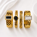 WuZetian Luxury Gold Plated 4-Piece Bracelet Set for Women | Stainless Steel Crystal Bangles