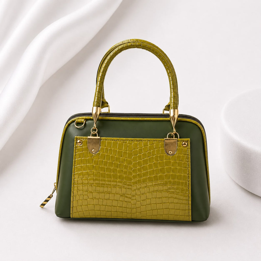 WuZetian Elegant Olive Green Structured Handbag for Women | Top Handle & Shoulder Bag