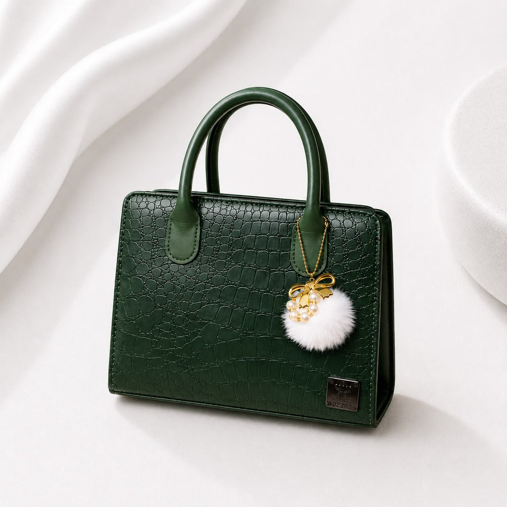 WuZetian Premium Green Croc-Texture Handbag – Elegant & Everyday Stylish