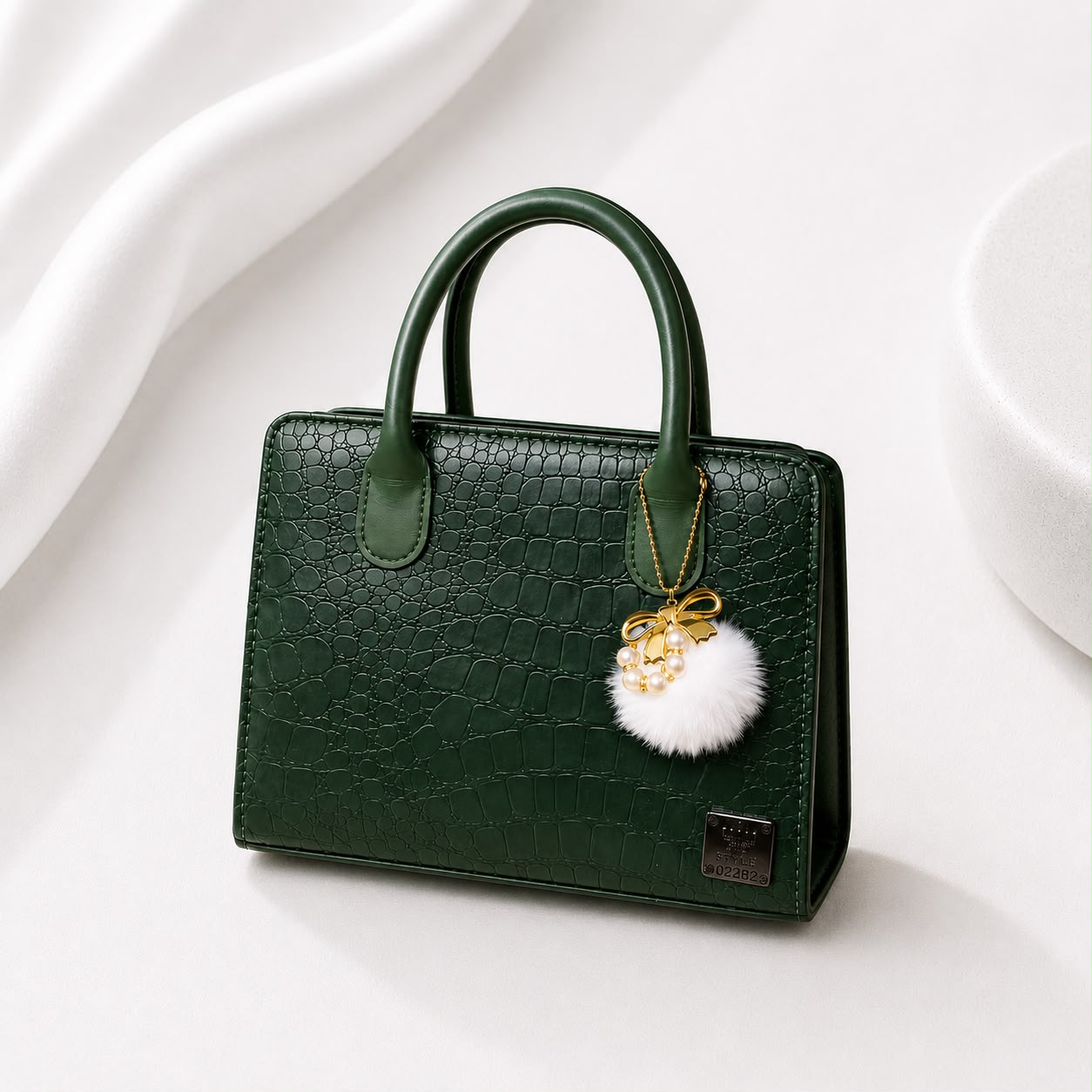 WuZetian Premium Green Croc-Texture Handbag – Elegant & Everyday Stylish
